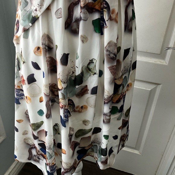 Elegant Costal vibe Multicolor Sleeveless very elegant waistband. Vintage dress - Picture 7 of 14